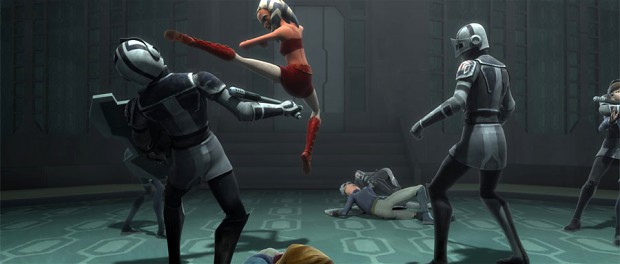 Ahsoka Tano can really fight wibout lightsaber