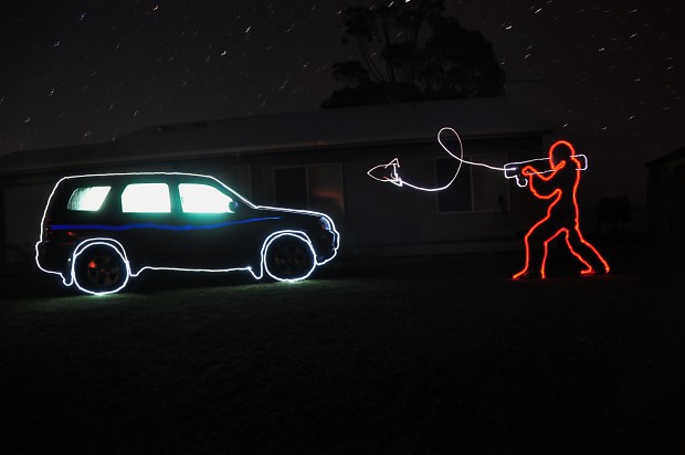 Rocket vs Car: Light Painting Fun!