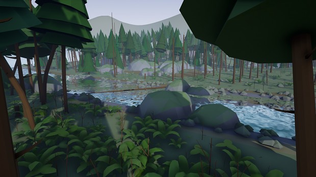 Stylized Low Poly Pine Forest