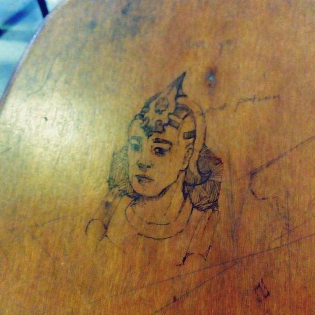 (Relatively) High-level desk doodle at my art college