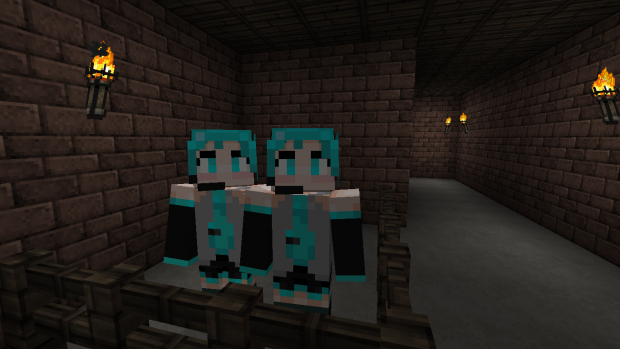 two miku in minecraft