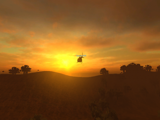 Helicopter fades into the sunset