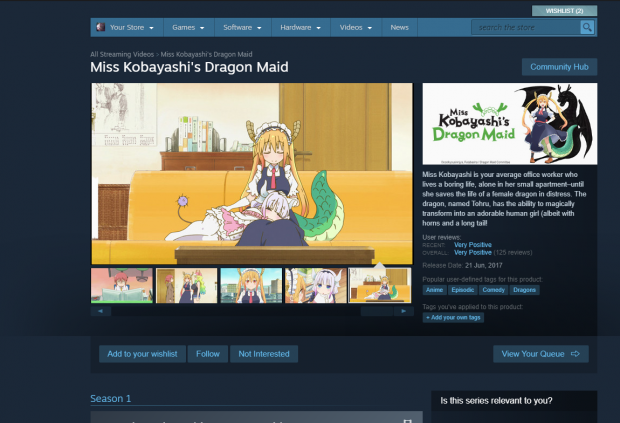 So, Steam has anime