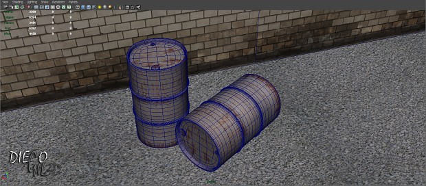 Oil Barrel Wireframe (Game Asset)