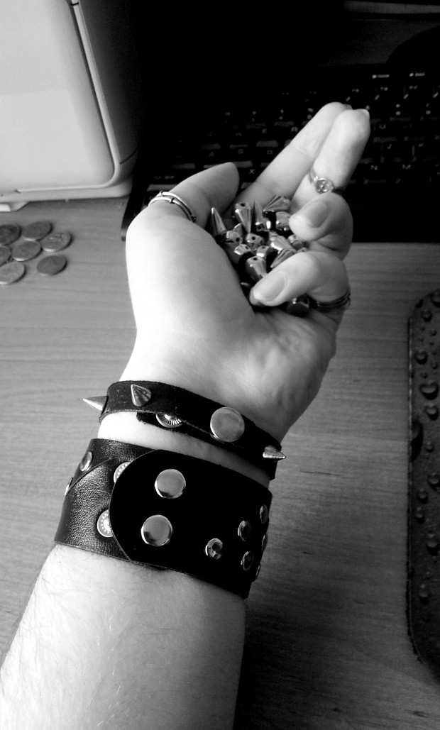 Some of my crafted punky bracelets & stuffz