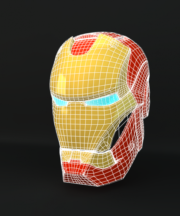 Iron Man Helmet Render - Mental Ray Wireframe