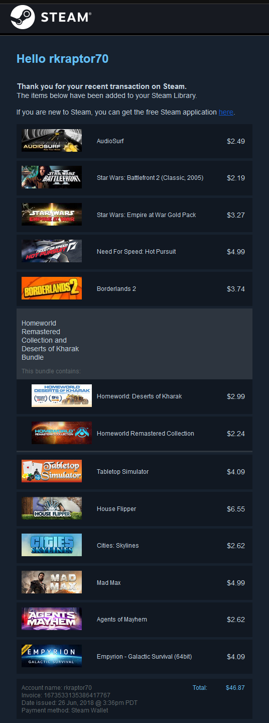 Reaping the fruits of Lord Gaben's Steam summer sale