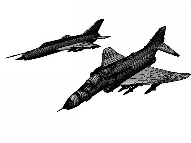 MIG 21 and F4 Wireframe