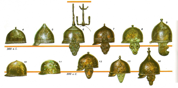 reference celtic helmets for ~300BC