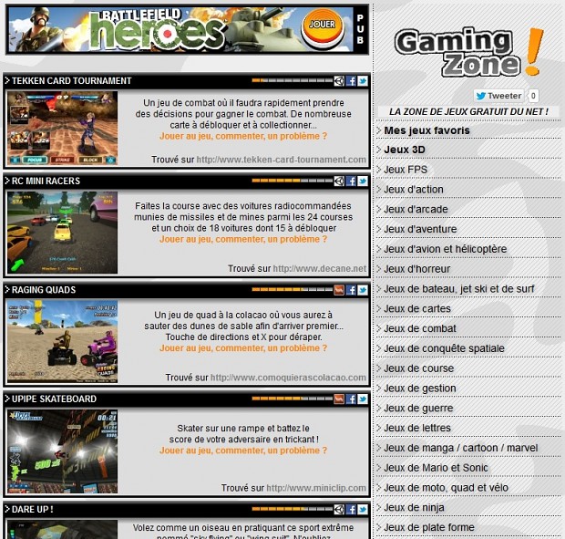 screenshoot of Gaming Zone !
