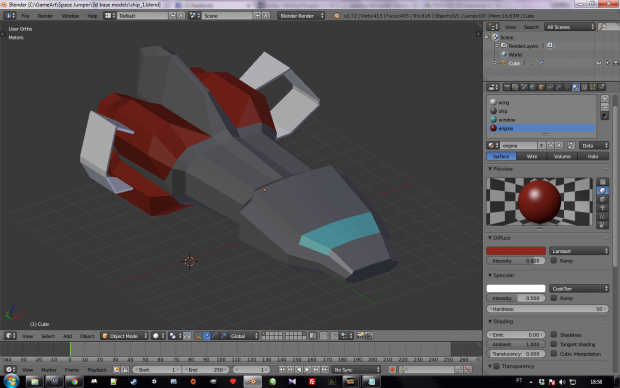 3d low poly spaceship