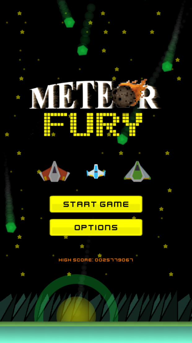 Meteor Fury Home Screen