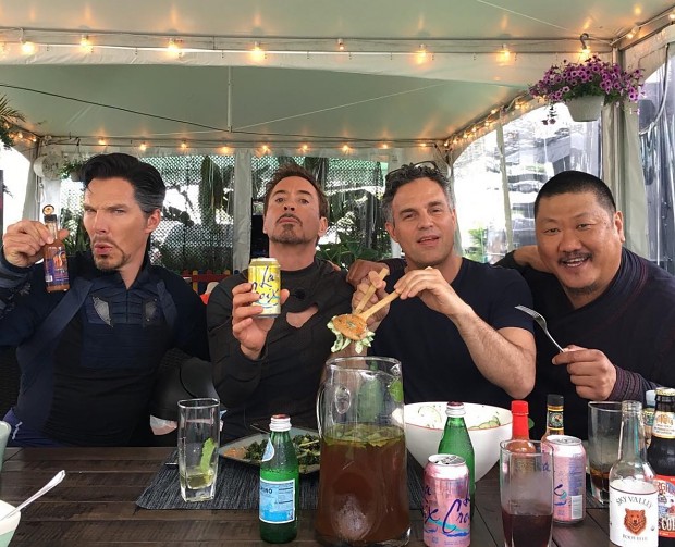 Robert Downey Jr with his Infinity War Friends