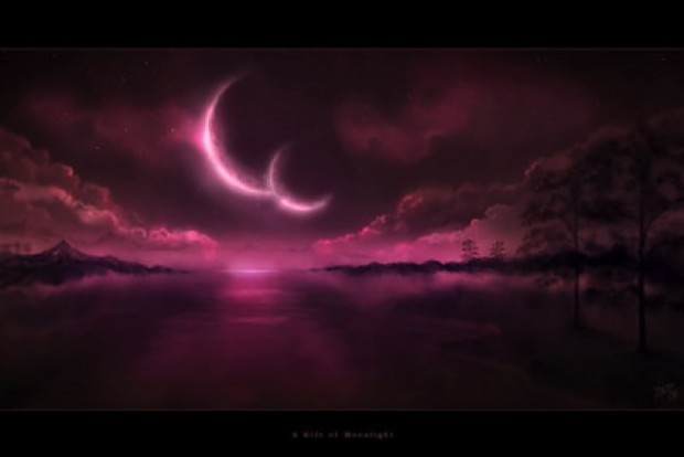 purple moons and clouds wallpaper
