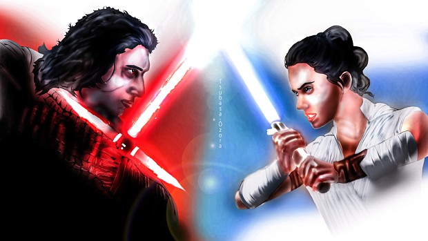 Rey vs Kylo - trying to color in a realistic way, but it's harder than I thought