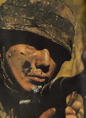 Close up of german paratrooper with MP40