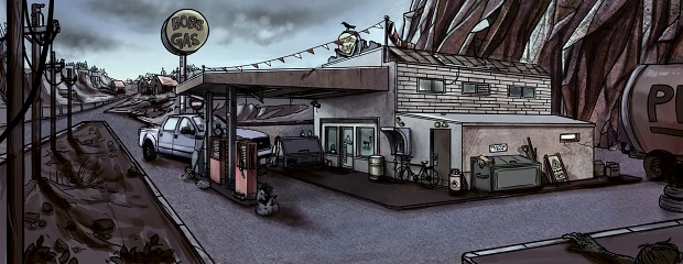 Bob's Gas Station. 2D background for the point'n click prototype