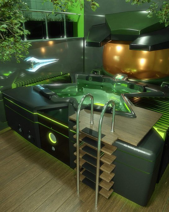 Forget the  @Xbox  mini-fridge... we want this hot tub.