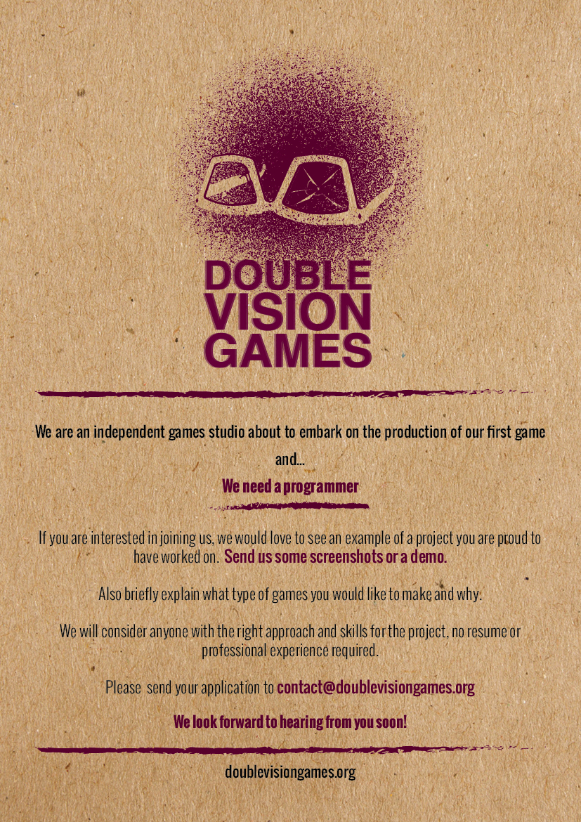 Double Vision Games job flyer