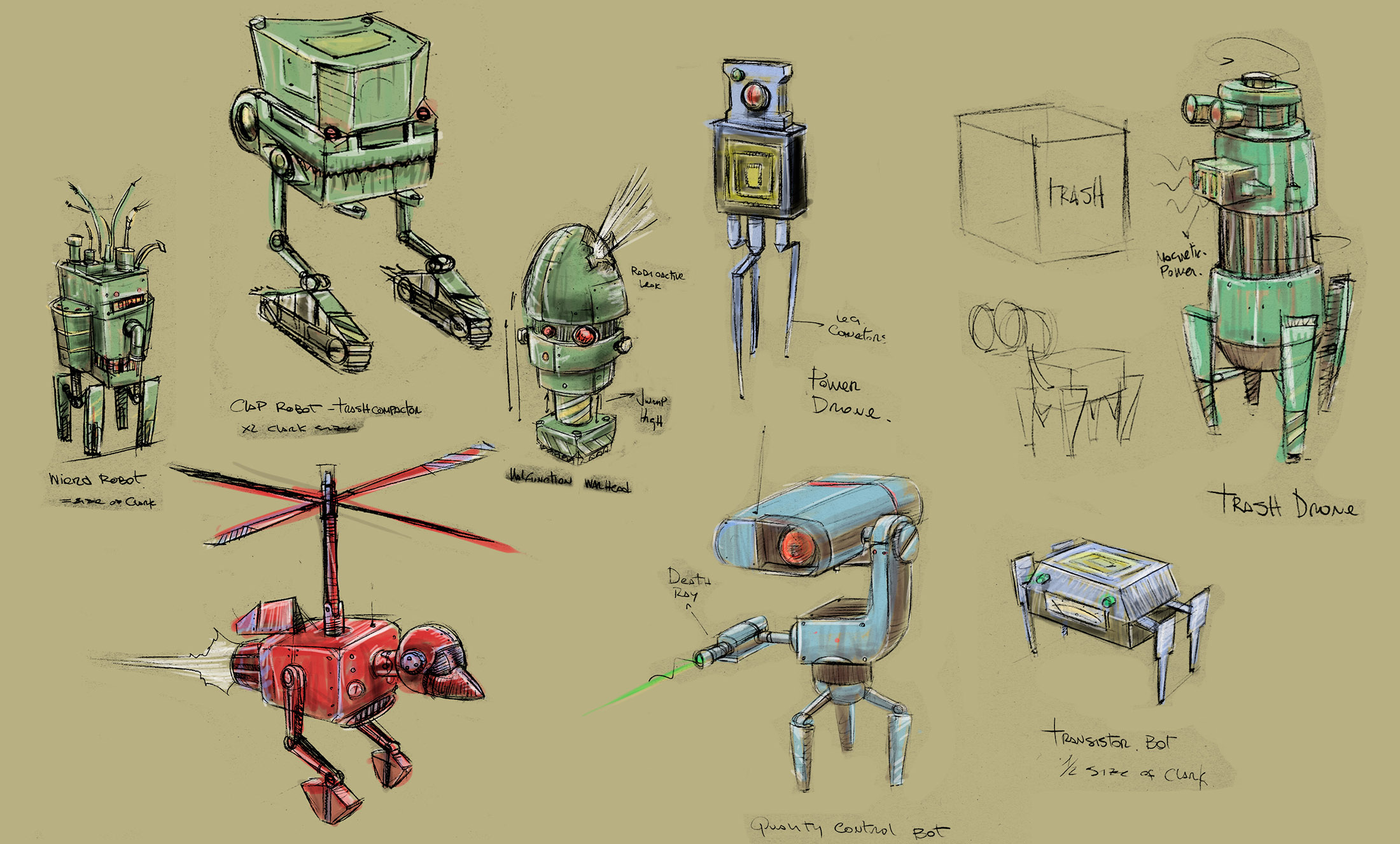 Concepts for some of the trash bots