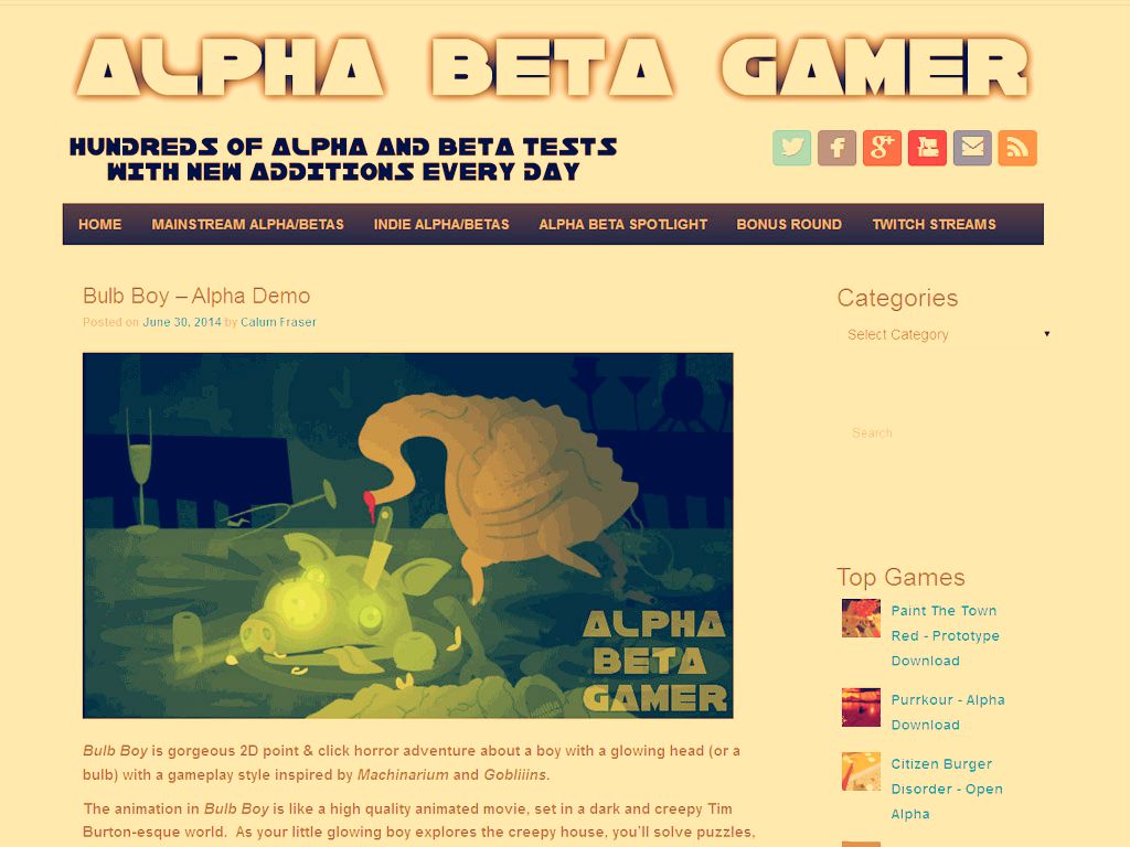 Alpha Beta Gamer on Bulb Boy feature - IndieDB