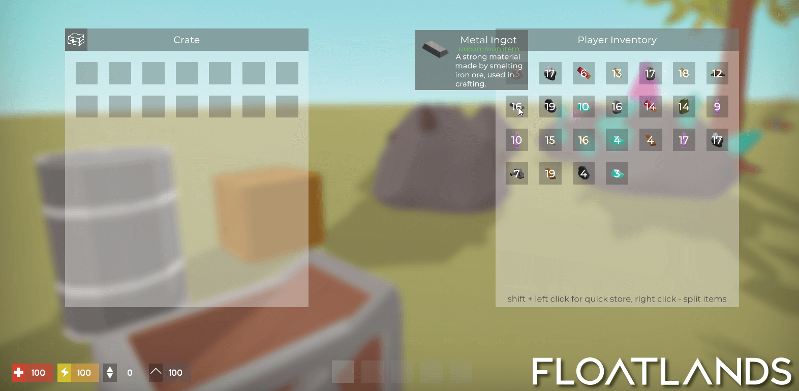 new inventory interface framework lowpoly floatlands