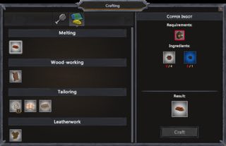 Crafting Window with a few recipes
