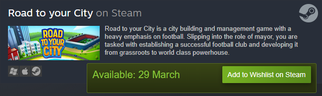 Road to your City - Steam wishlist