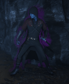 Screenshot from Unity showing a Twilight Elf Assassin's purple aura