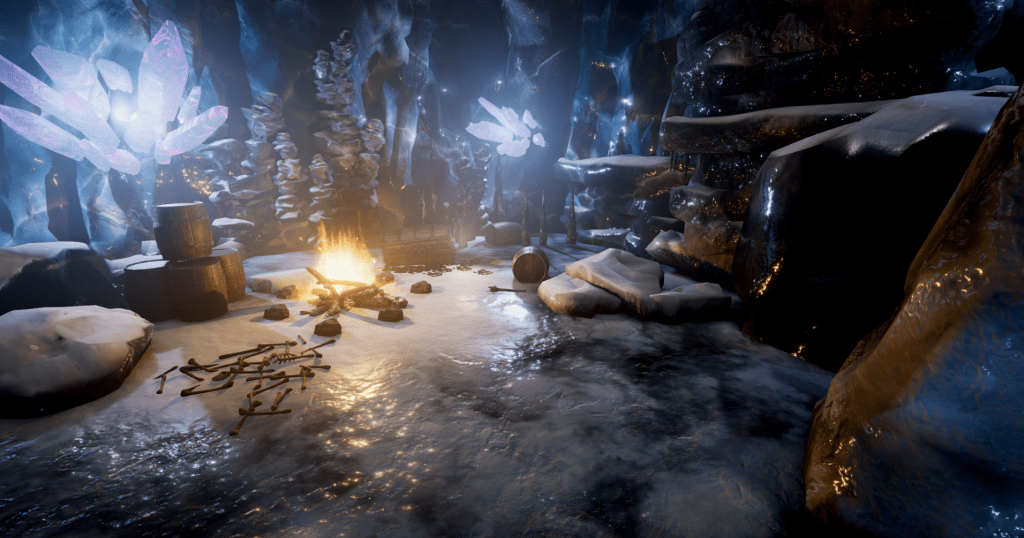 Screenshot from Unity showing an Ice Dungeon from Depths of Erendorn