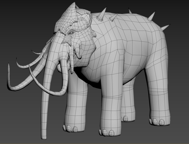 Wireframe of a 3D Mammoth model