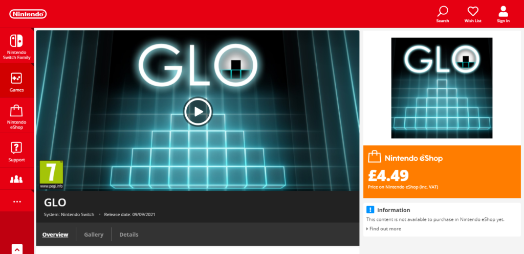 GLO Nintendo eShop