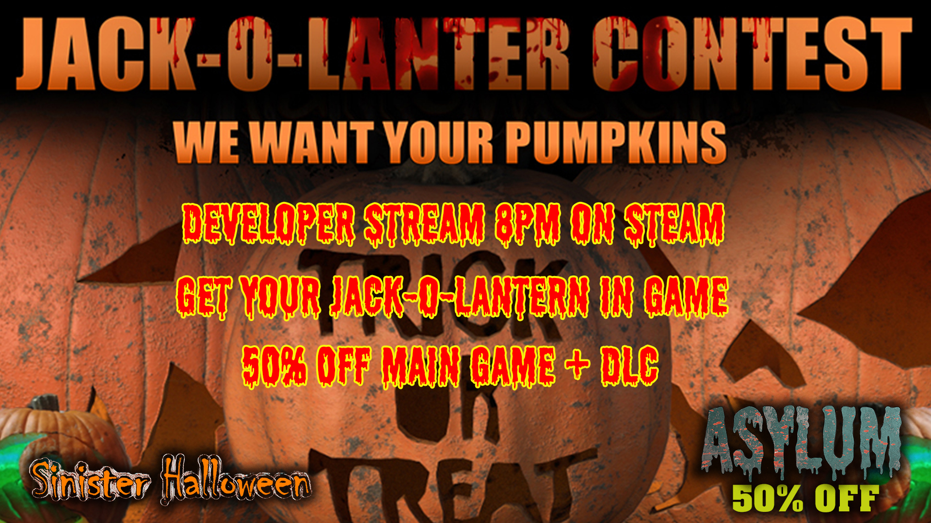 Sinister Halloween Jack-o-lantern contest + Developer Stream news - IndieDB