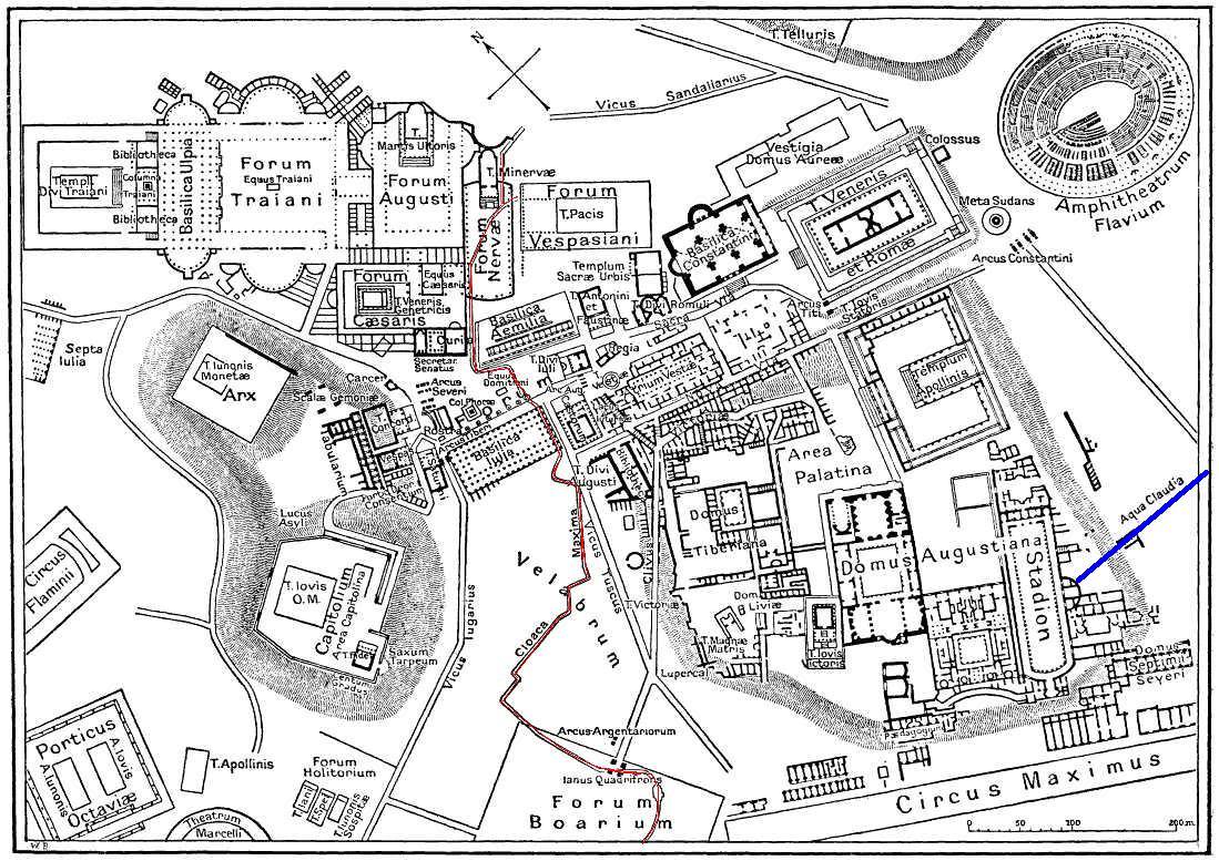 Map Of Downtown Rome During The Roman Empire Large Annotated 