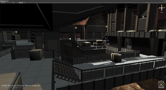 This weeks POTW is an early dumb of a map in-development for Deadlock, internally codenamed RiftWars. The map is created by Jess Rahbek (Our beloved Level Designer on Running Man). RiftWars is a small intense map (4-8 player) comprised of platforms, walkways, bridges and small hangars all exposed around a big underground grater.