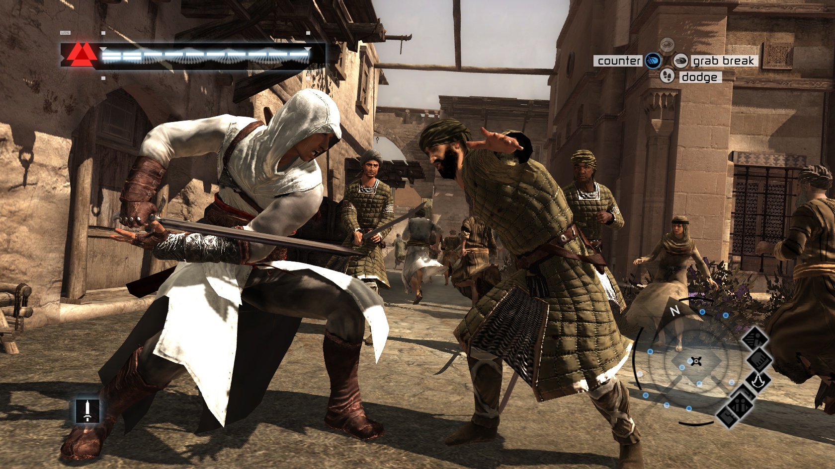 Все давай начинать игру. Ассасин Крид бой. Ассасин Крид 1 часть. Assassin’s Creed 2008 PC. Ассасин Крид 2007 геймплей.
