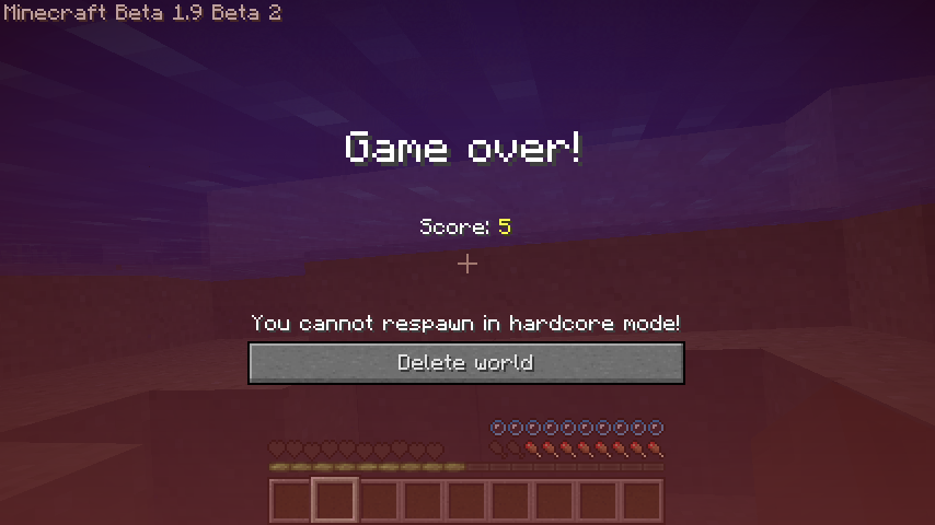 Hardcore mode-death screen image - Minecraft.