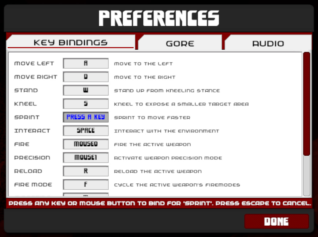 Key bindings image - Crisis Response - IndieDB