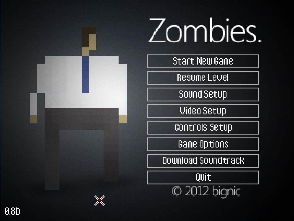 Original start menu of the game