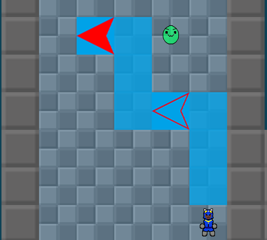 In these placeholder assets the arrows represent points along the move path where a unit will use an action point.
