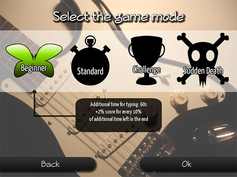 Keyraoke v3 game modes screen