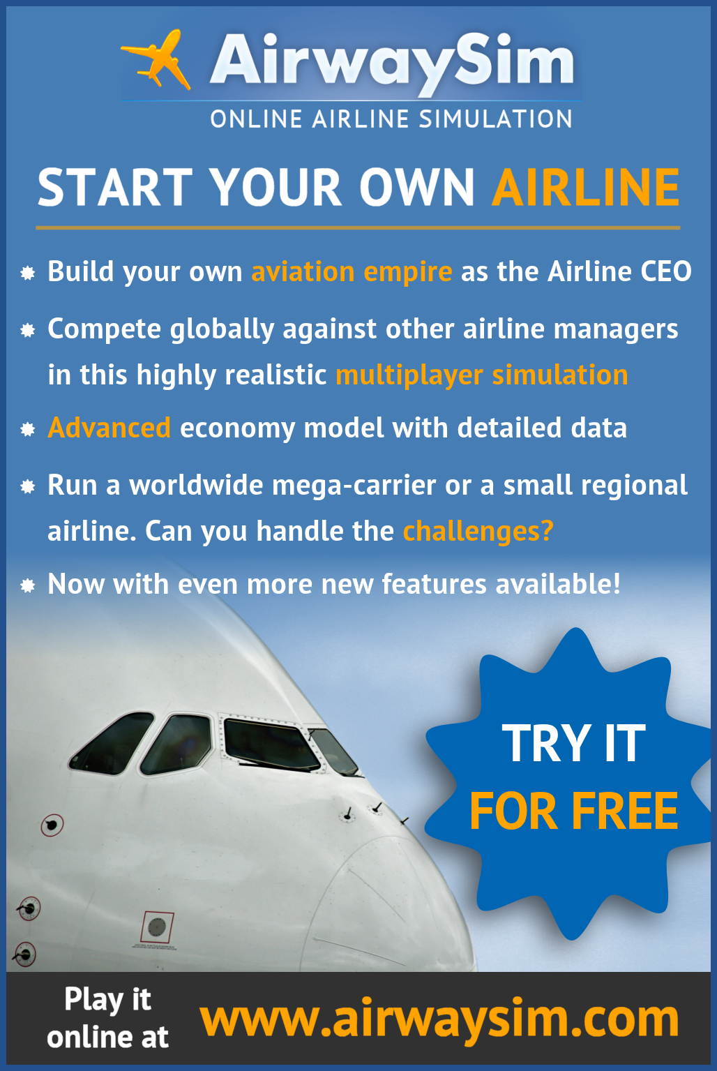 AirlineSim  The online airline simulation and management game