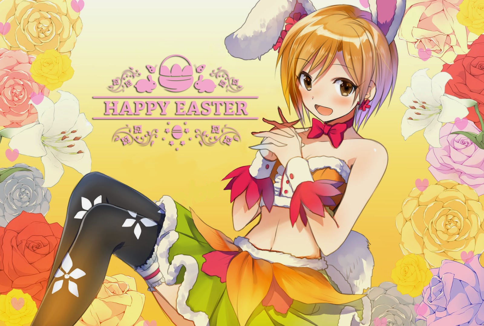 Premium Vector | Easter anime illustration landing page template
