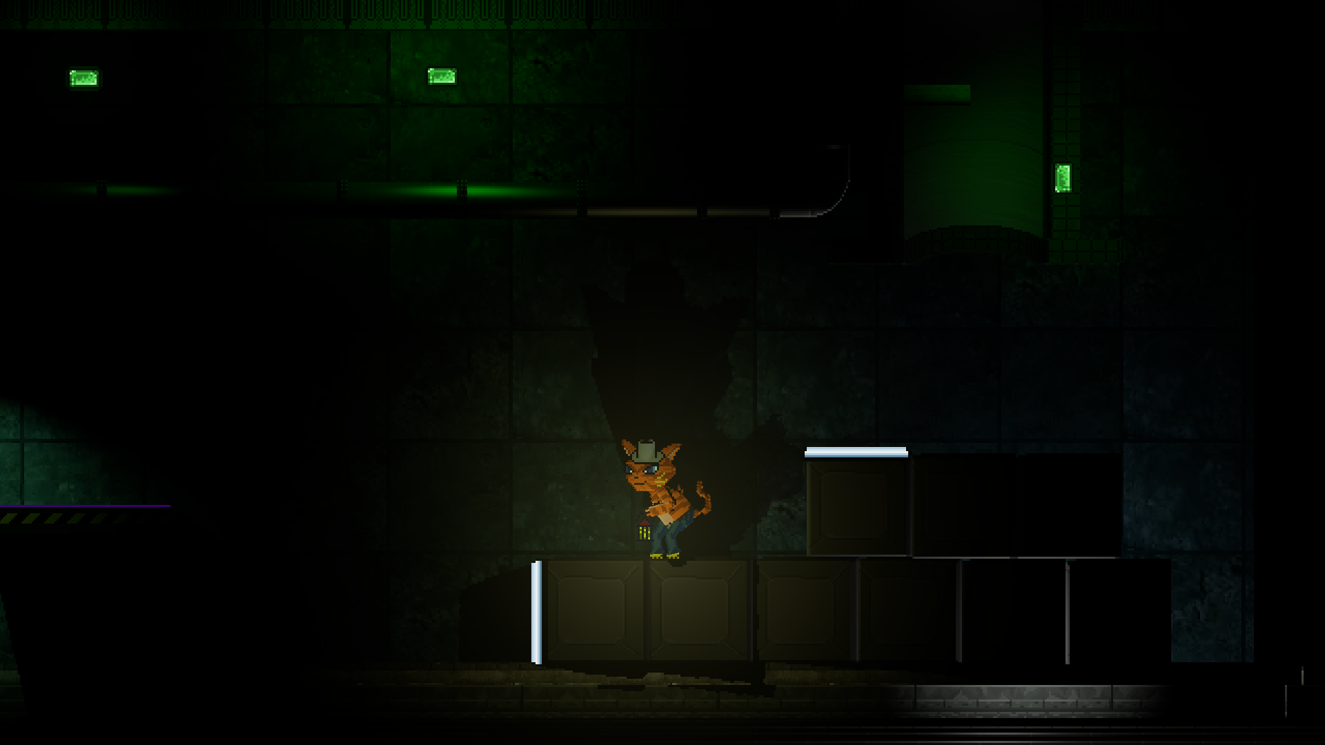 Notice Kiyo's shadow cast by his lantern - as well as the green specular highlight on the metallic pipe