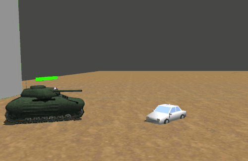 Tank crushes car