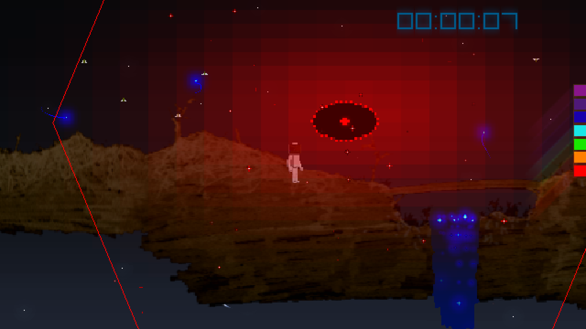 Player facing the red evil eye enemy.