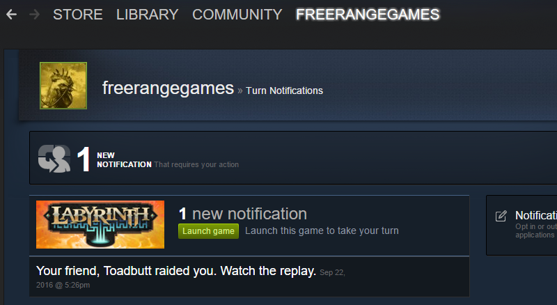 Example of Steam Notification