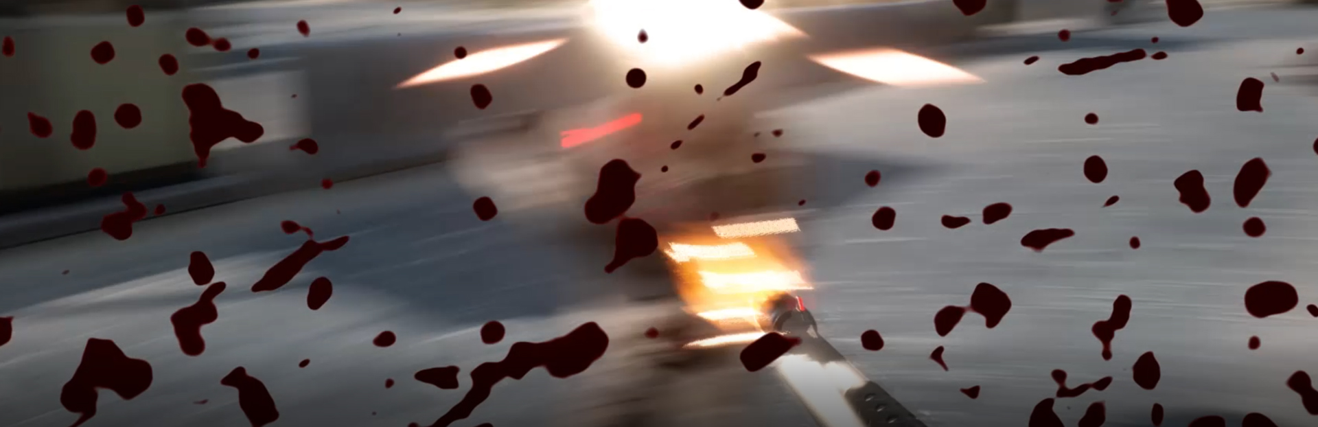 Blood spatter on screen is determined by direction, damage type and range