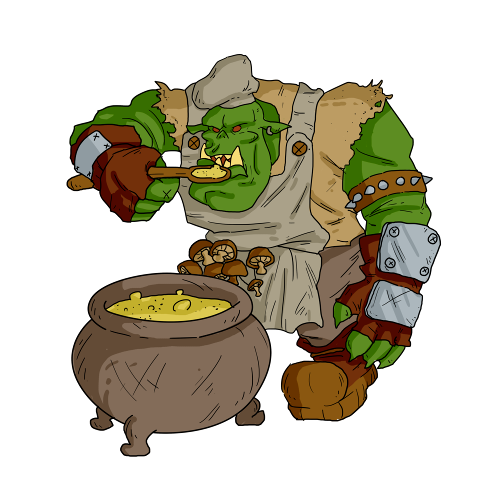 Sharptoof - an ork with a surprising taste for mushrooms