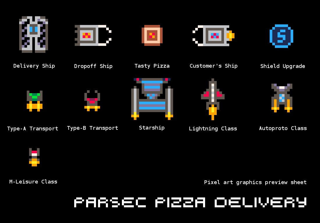 Parsec Pizza Delivery - pixel art sprite sheet